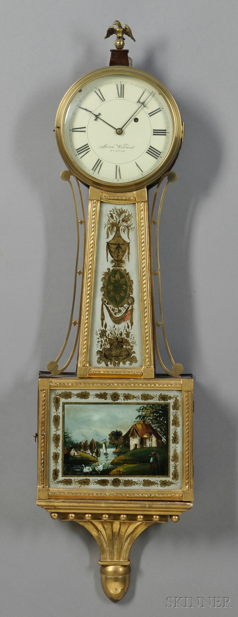 Appraisal: Federal Gilt-gesso and Eglomise Patent Timepiece probably Massachusetts early th