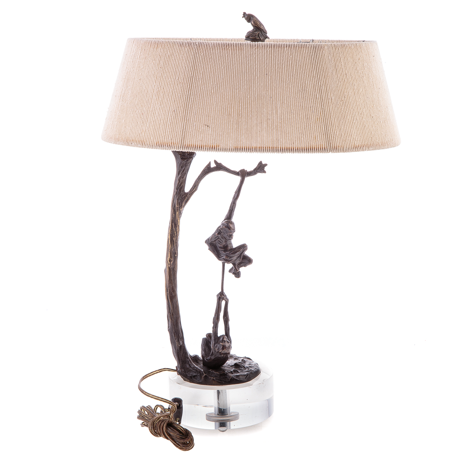 Appraisal: CONTINENTAL BRONZE MONKEY LAMP Modeled as two playful monkeys in