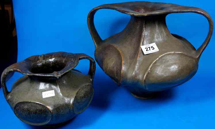 Appraisal: B L Johnson Handled Vases x One cm and cm