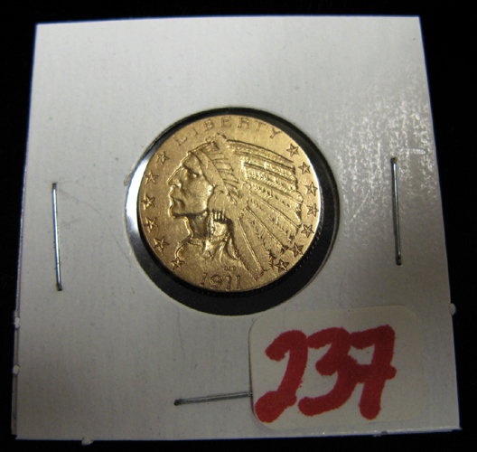 Appraisal: U S FIVE DOLLAR GOLD COIN Indian head variety -P