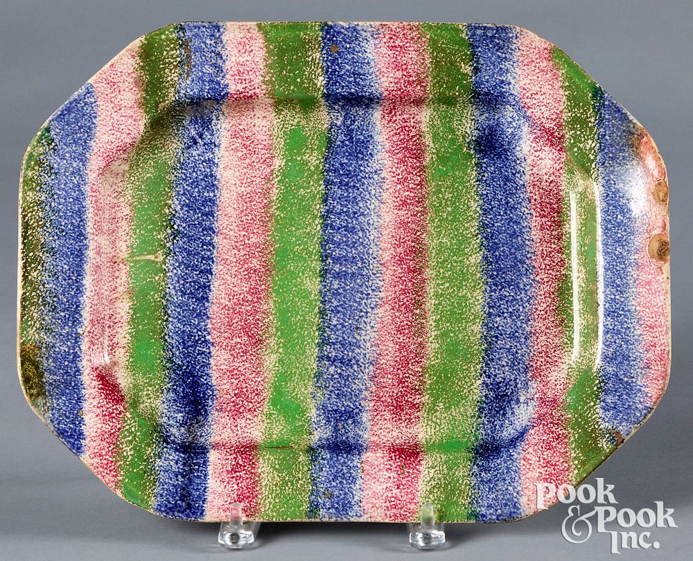 Appraisal: Three color rainbow spatter platter Three color rainbow spatter platter