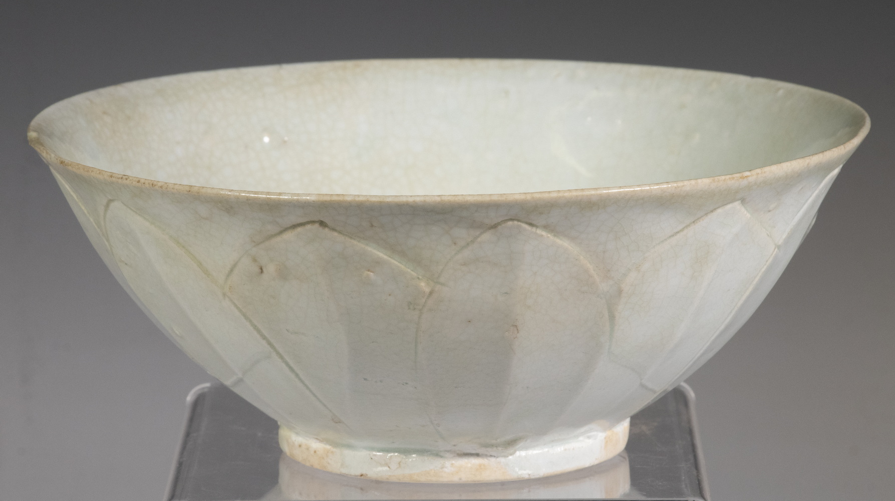 Appraisal: CHINESE SONG DYNASTY PALE CELADON DEEP LOTUS BOWL Turned and