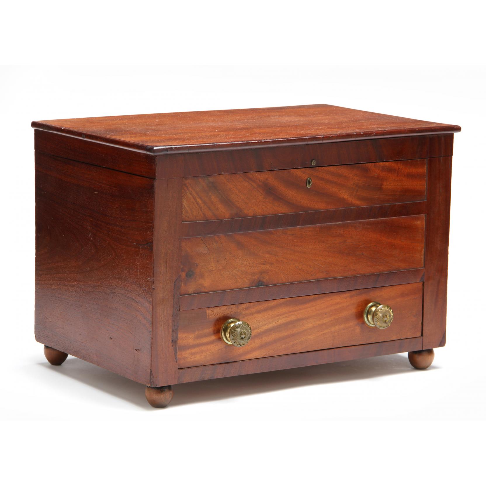 Appraisal: American Miniature Blanket Chest mid-Atlantic early th century mahogany veneer