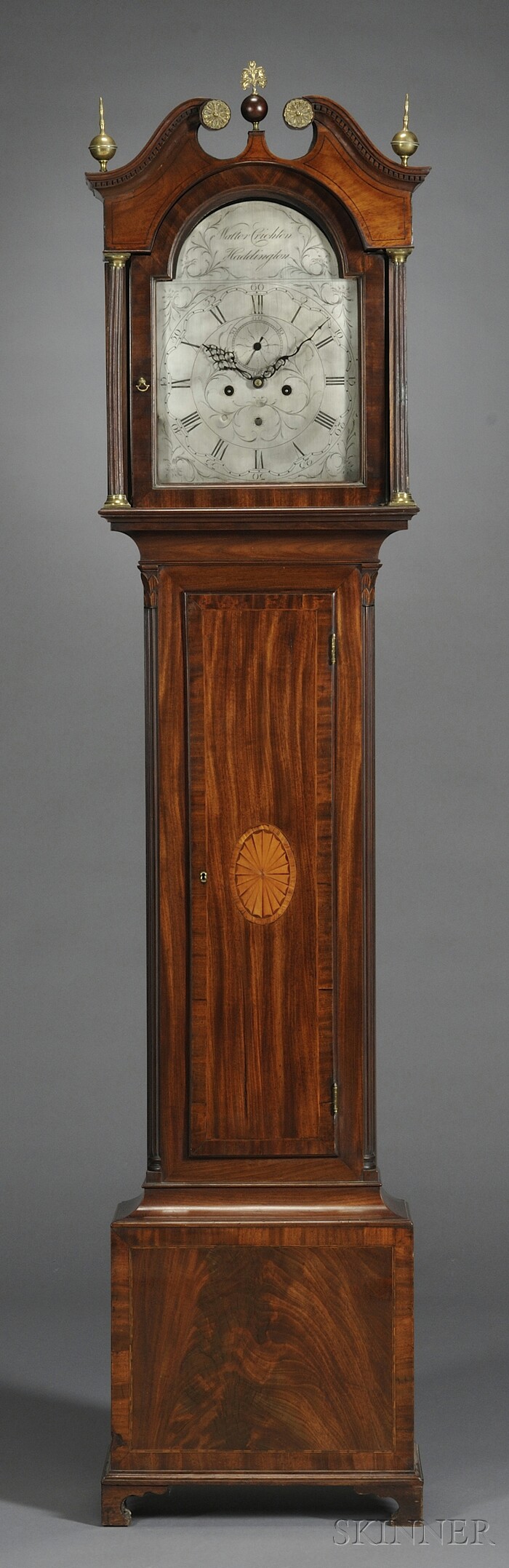 Appraisal: Walter Chrichton Mahogany Longcase Clock Haddington Scotland c with scroll