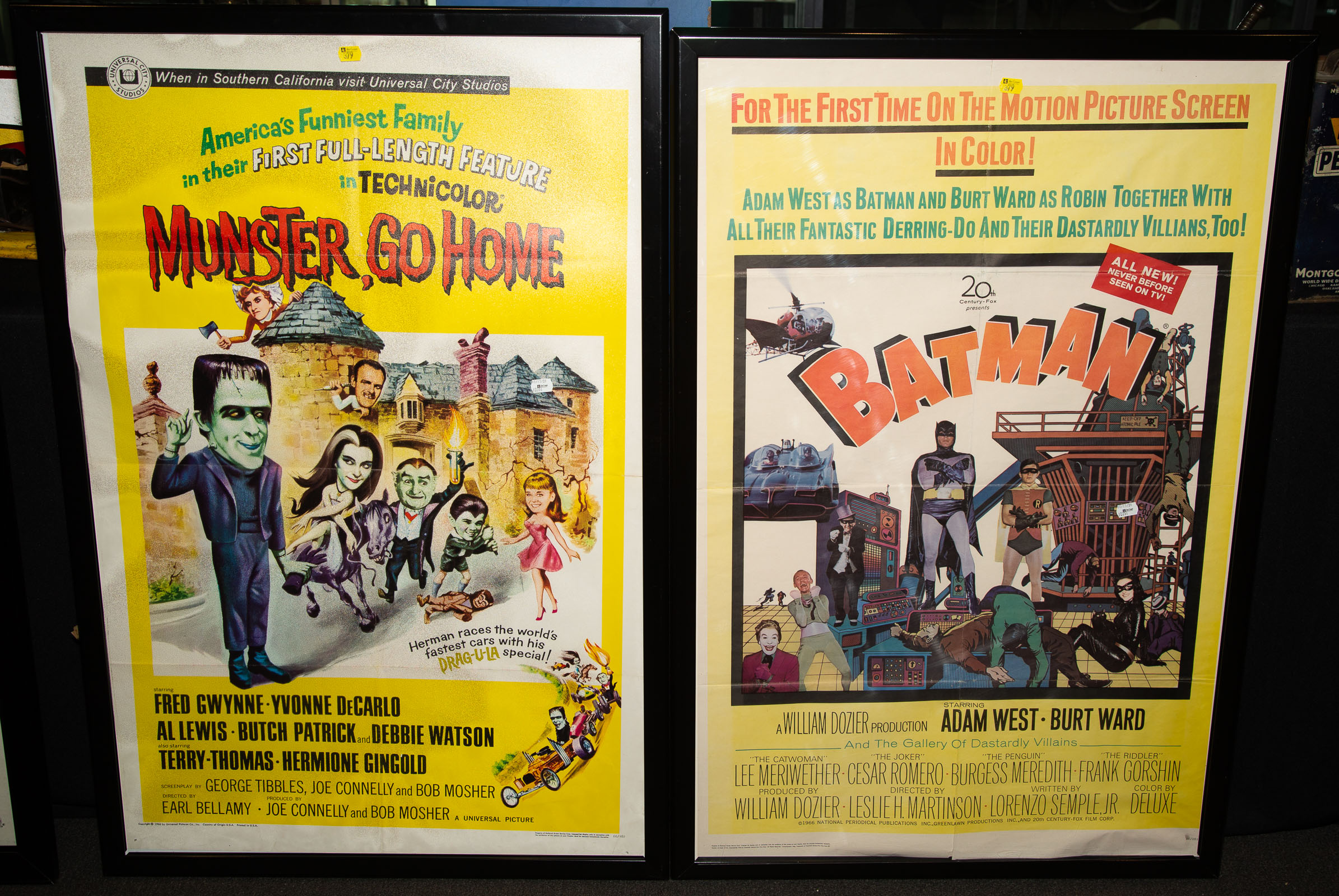 Appraisal: BATMAN AND MUNSTER GO HOME MOVIE POSTERS Framed posters of