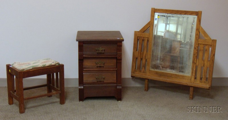 Appraisal: Victorian Renaissance Revival Walnut Three-Drawer Side Chest an Arts Crafts