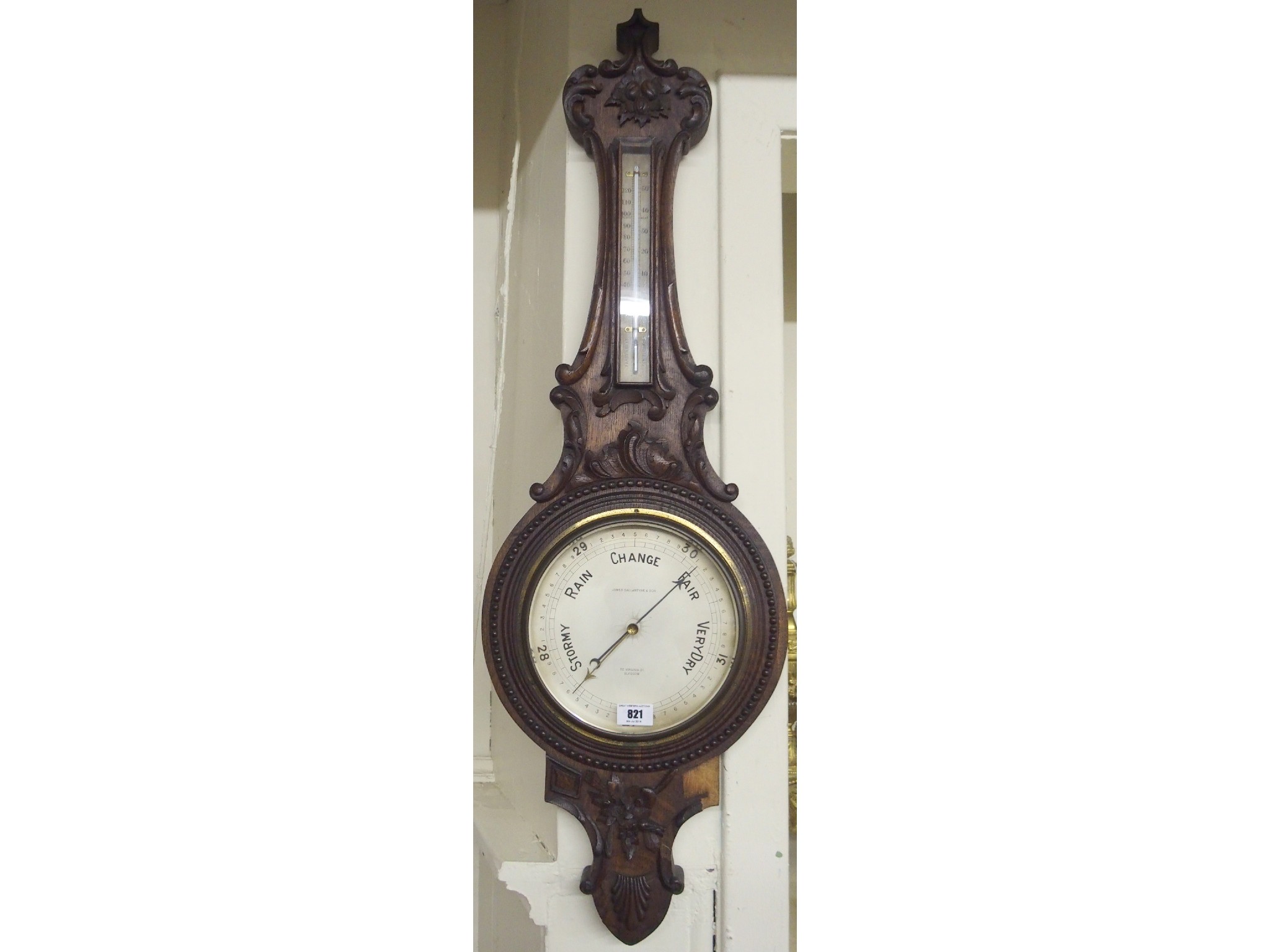 Appraisal: A Victorian oak barometer by James Ballantyne Son Virginia Street