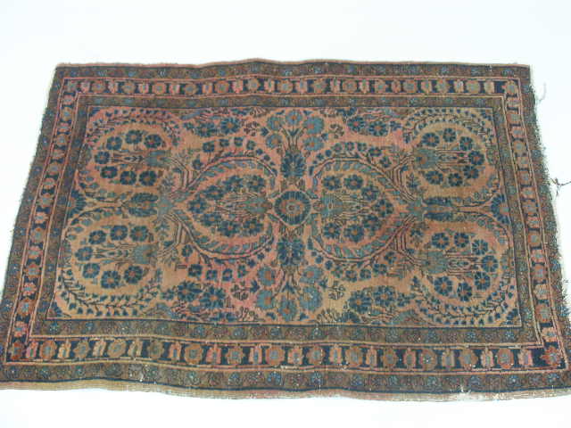 Appraisal: Semi-Antique Persian Sarouk Area Rug hand-tied w wool base brown