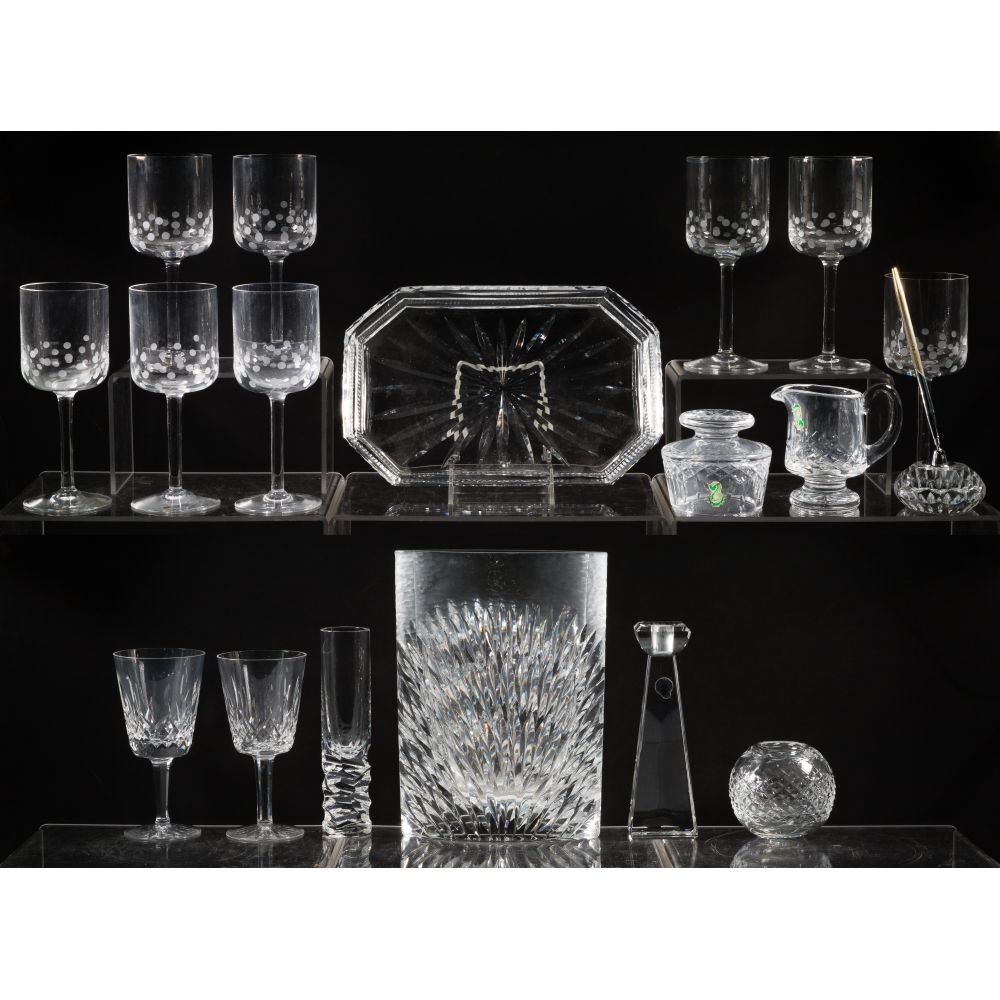 Appraisal: CRYSTAL ASSORTMENT items including Orrefors dotted stemware Waterford Lismore stemware