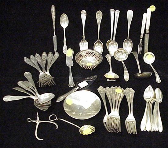 Appraisal: SILVER Assorted flatware including sugar tong two patterns of matching