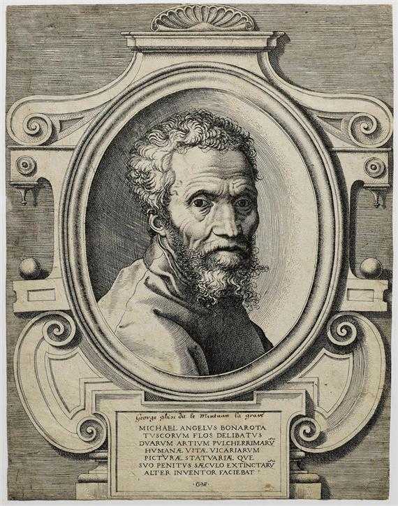 Appraisal: GHISI GIORGIO MANTOVANO Mantua Portrait of Michelangelo Buonaroti after Michel