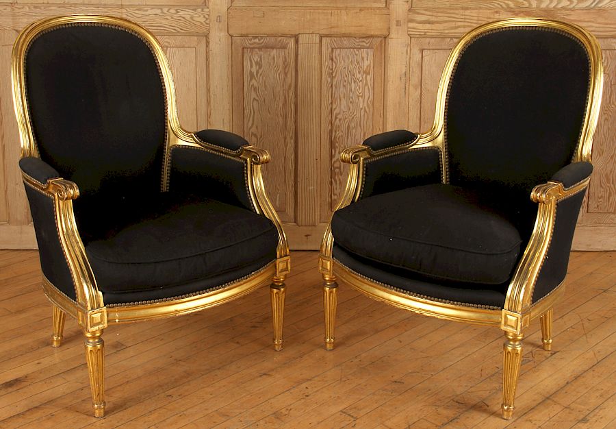 Appraisal: PAIR FRENCH CHAIRS LOUIS XVI STYLE C A pair of