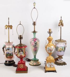 Appraisal: GROUP OF MISCELLANEOUS PORCELAIN LAMPS CONSISTING OF OLD PARIS WITH