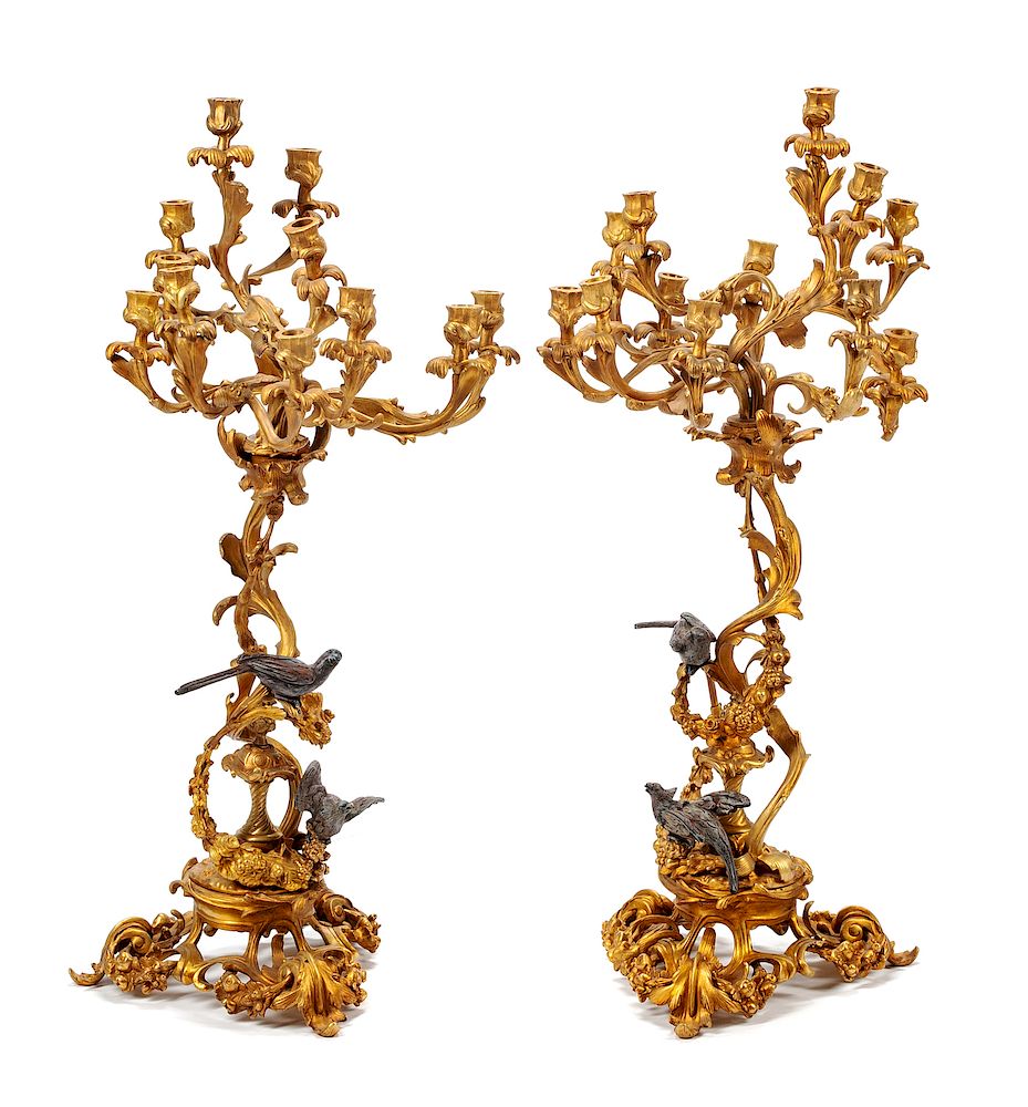 Appraisal: A Pair of Louis XV Style Gilt and Patinated Bronze