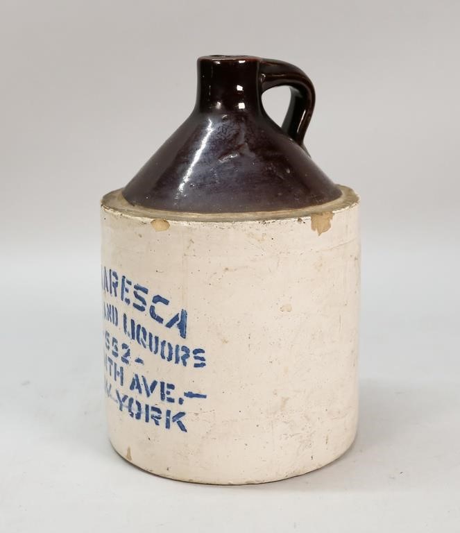 Appraisal: Stoneware jug marked S Maresca Wines and Liquors Ninth Ave