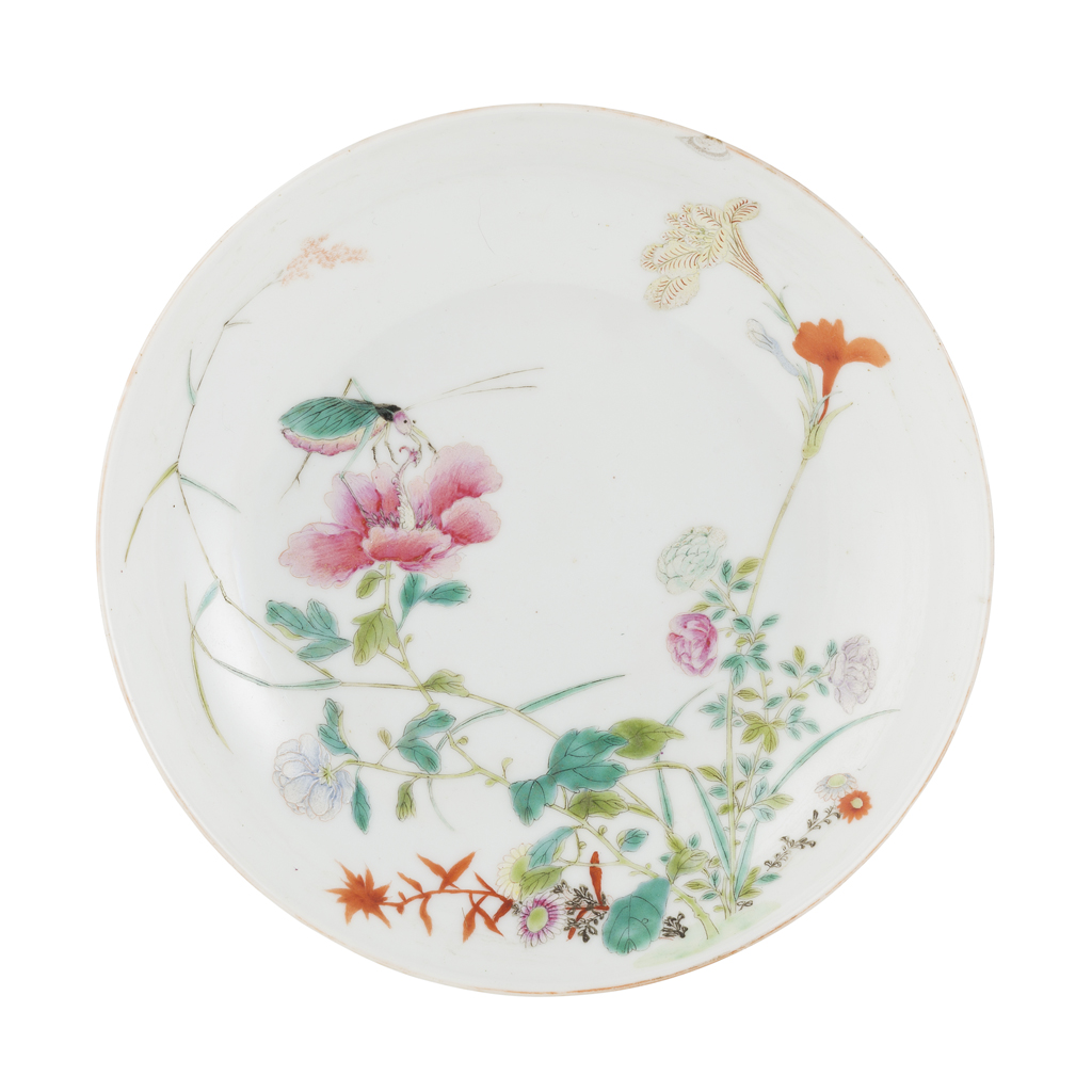 Appraisal: FAMILLE ROSE SAUCER DISH TONGZHI MARK AND OF THE PERIOD