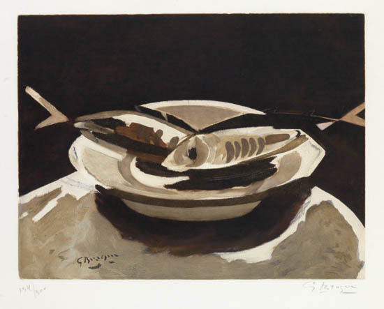 Appraisal: GEORGES BRAQUE after Poissons Color aquatint x mm x inches