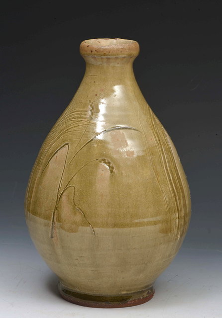 Appraisal: Mike Dodd British b Vase ash glaze incised grasses decorationimpressed