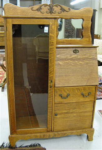 Appraisal: LATE VICTORIAN OAK SECRETARY BOOKCASE American late th century the