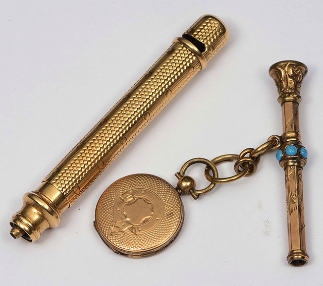 Appraisal: TWO GOLD FILLED PROPELLING PENCILS one with turquoise inset and