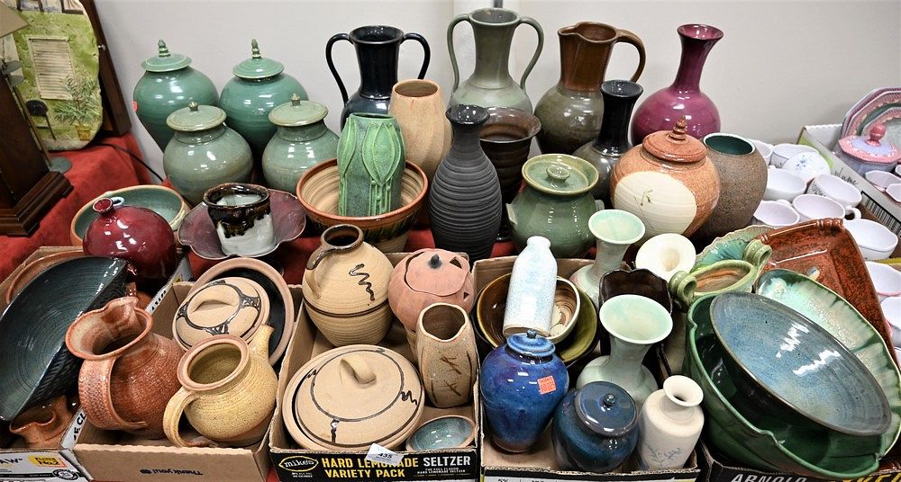 Appraisal: Large Group Lot of Glazed Pottery to include several vases