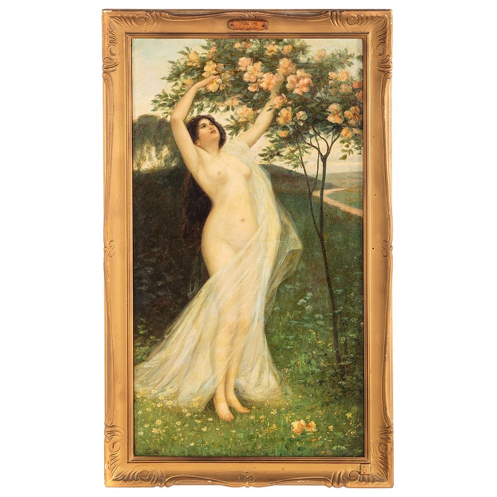 Appraisal: J Cassin Allegory of Spring oil on canvas American th