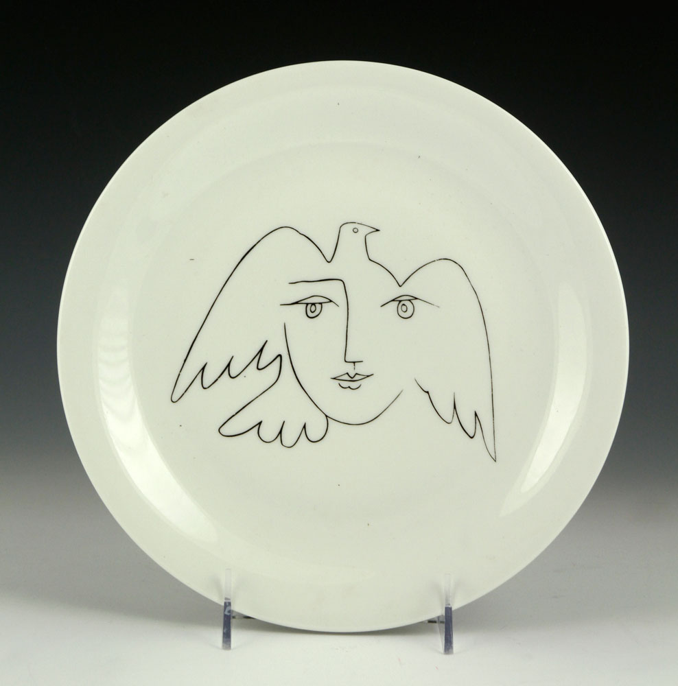 Appraisal: - Limoges Porcelain Picasso Woman and Dove Plate Limoges porcelain