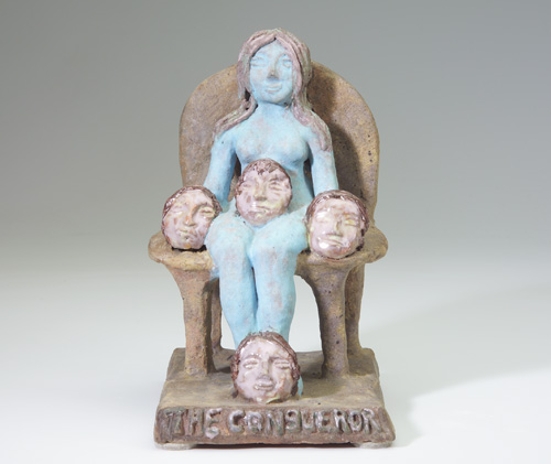 Appraisal: BEATRICE WOOD Ceramic sculpture The Conqueror depicting a seated female