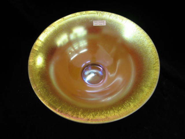 Appraisal: Steuben Art Glass Centerpiece Bowl golden aurene on calcite diameter