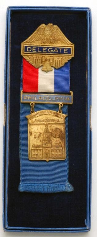 Appraisal: A Philadelphia Republican National Convention Delegate badge Metal badge with