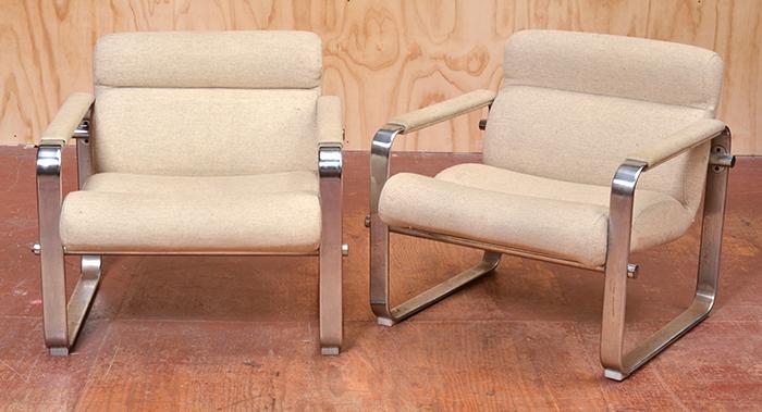 Appraisal: EERO SAARINEN - CHROME AND WOOL ARMCHAIRS