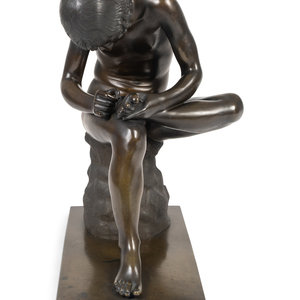 Appraisal: A Continental Bronze Figure of Spinario After the Antique Height