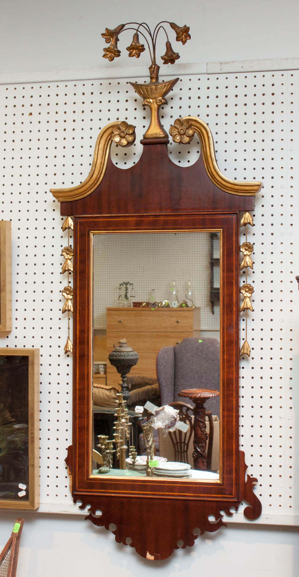 Appraisal: Mahogany and giltwood wall mirror as is