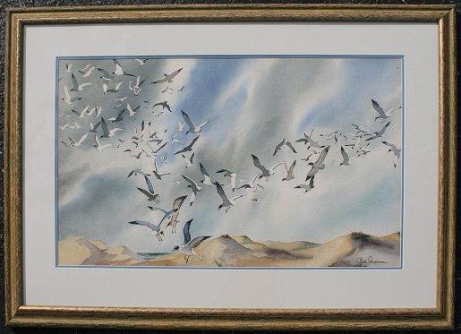 Appraisal: ANDERSON Ruth American th c Beach scene with Gulls Watercolor