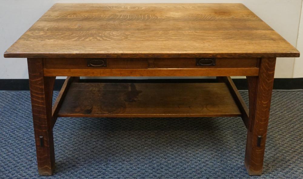 Appraisal: GUSTAV STICKLEY ARTS CRAFTS OAK LIBRARY TABLE EASTWOOD NEW YORK