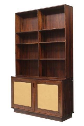 Appraisal: Italian mid-century modern rosewood bookcase Stildomus c s an upper