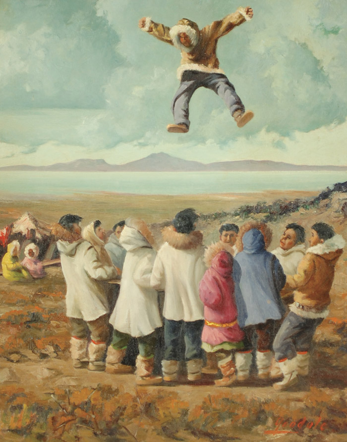 Appraisal: HARVEY B GOODALE OIL ON CANVAS Alaska - Inuit Trampoline