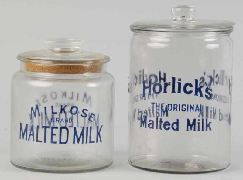 Appraisal: Lot of Glass Malted Milk Jars Description Includes Horlick's and