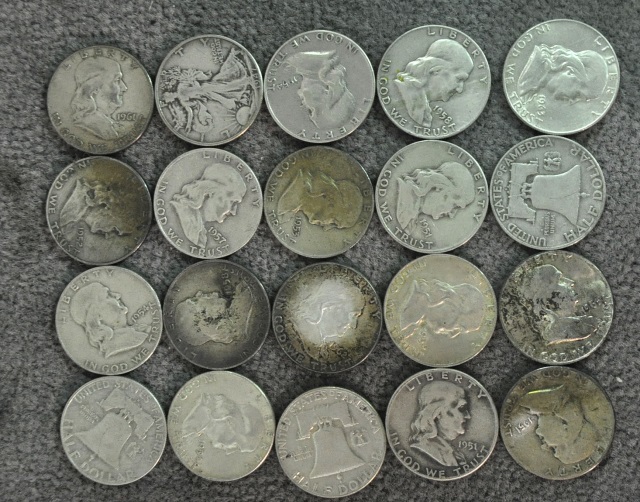 Appraisal: Roll Coins Silver Half DollarsConsists of Franklin Halves and one