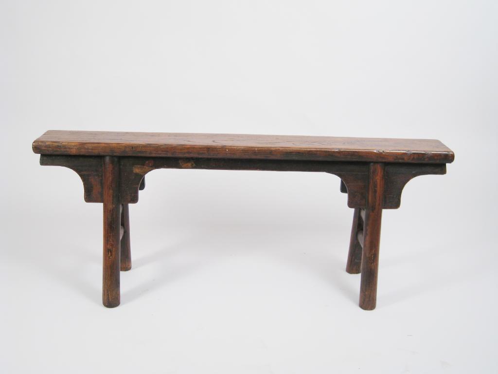 Appraisal: An antique oak Bench with turned support and stretchers