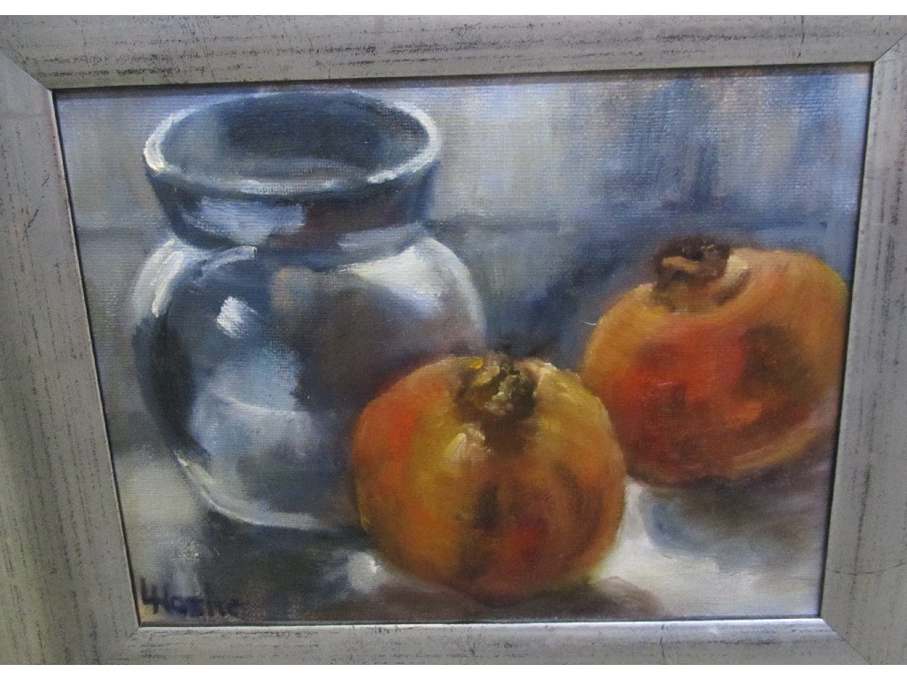 Appraisal: LINDA HASLIE Oil on canvas still life signed