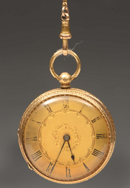 Appraisal: AN CT GOLD POCKET WATCH key wind with engraved gilt