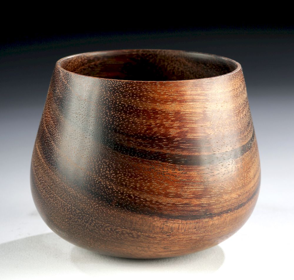 Appraisal: Signed th C Hawaiian Koa Wood Cup South Pacific Hawaiian