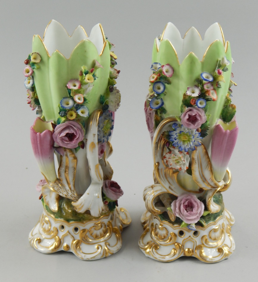 Appraisal: A pair of Jacob Petit Paris porcelain vases each moulded