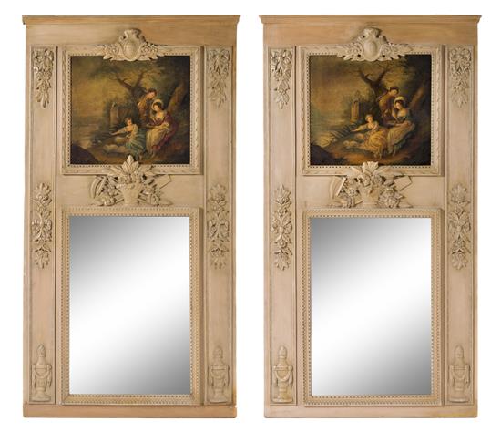 Appraisal: Sale Lot A Pair of Louis XVI Style Trumeau Mirrors