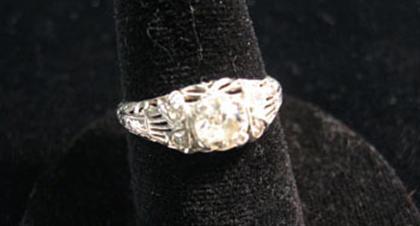 Appraisal: Platinum and diamond engagement ring th century Center round diamond