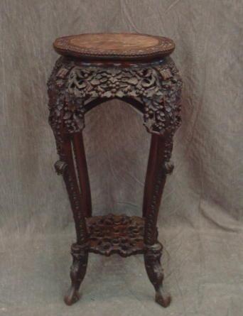 Appraisal: Asian Style Finely Carved Marbletop Pedestal From a North Bergen