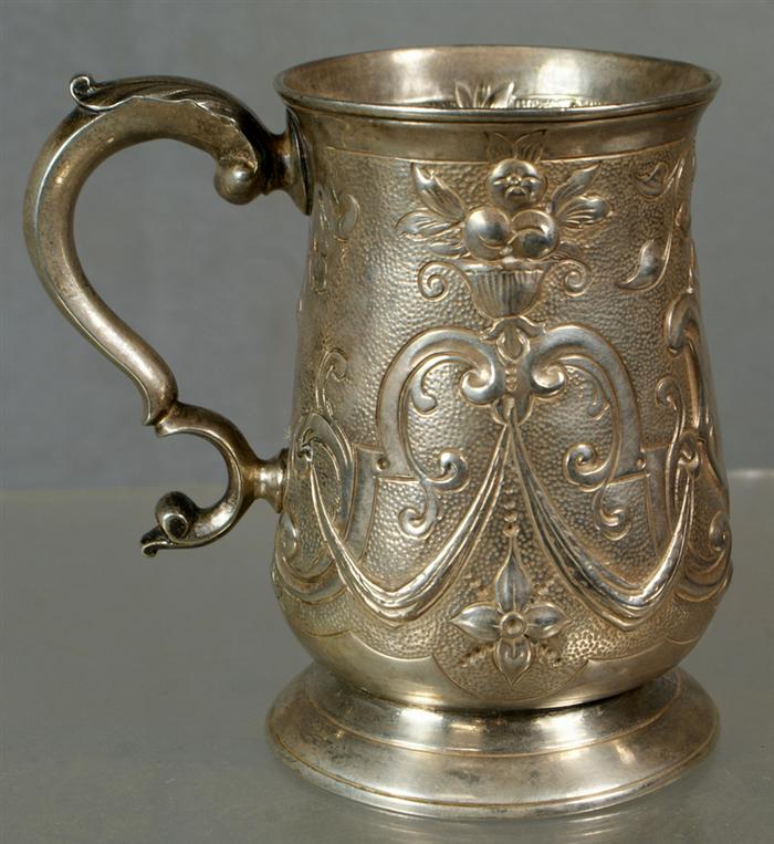 Appraisal: Georgian silver repousse mug London c - maker indistinct TK