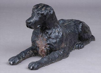 Appraisal: AMERICAN BLACK-PAINTED HOLLOW CAST IRON FIGURE OF A RECUMBENT HOUND