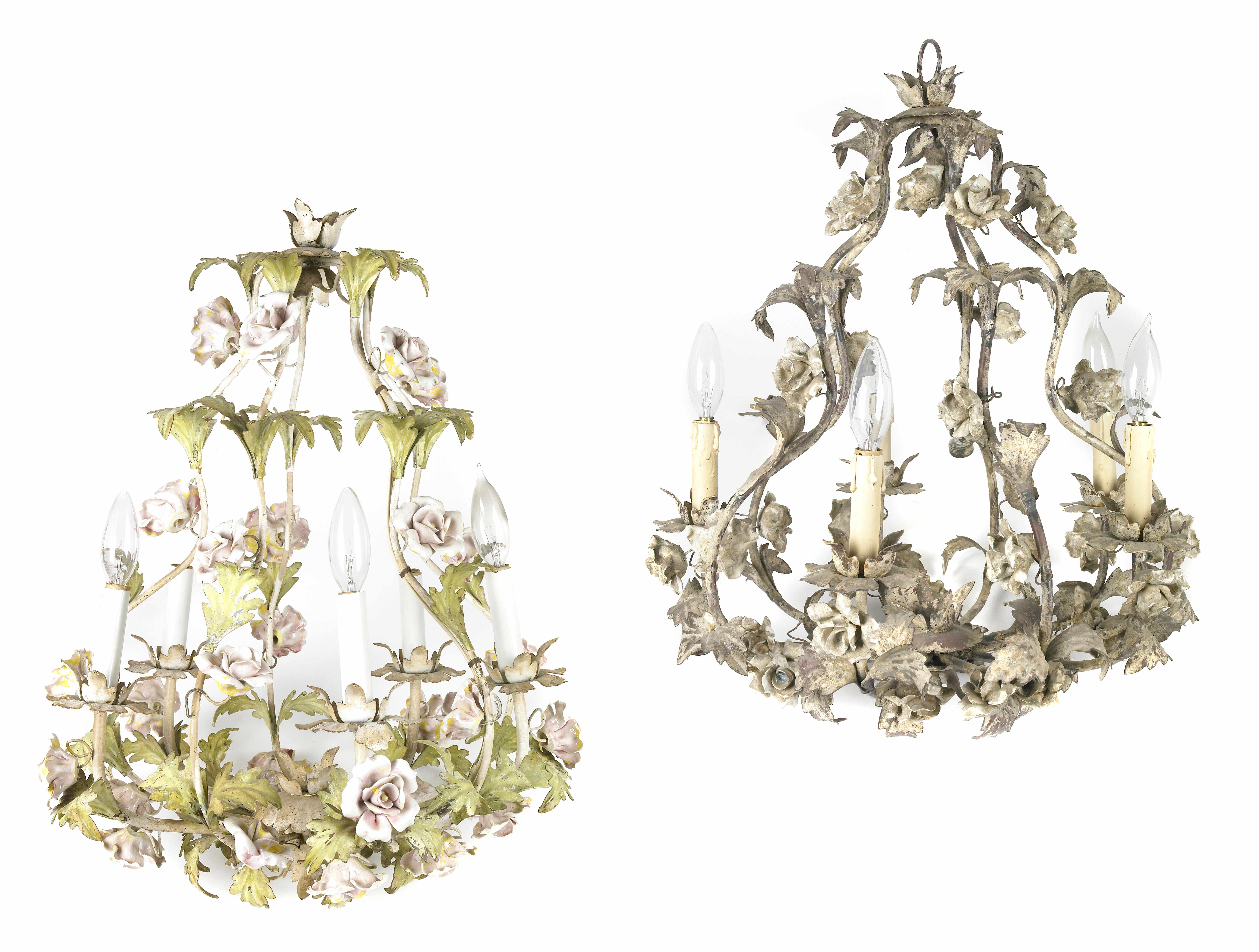 Appraisal: Property of Tres Belle Antiques Two tle and porcelain floral